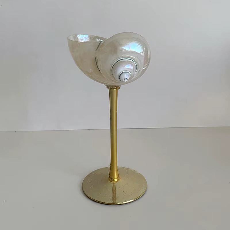 Verre à vin conque originale, gobelet de Banquet fait à la main, polissage du verre en métal naturel