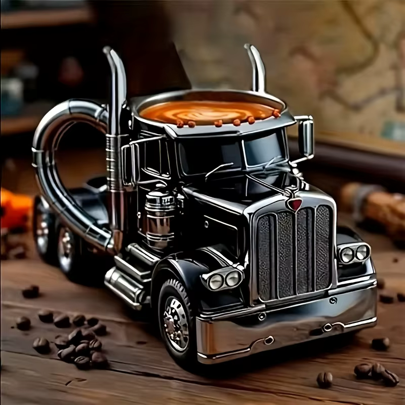 Tasse à café de camion faite à la main européenne, artisanat en résine, ornement de voiture de burea