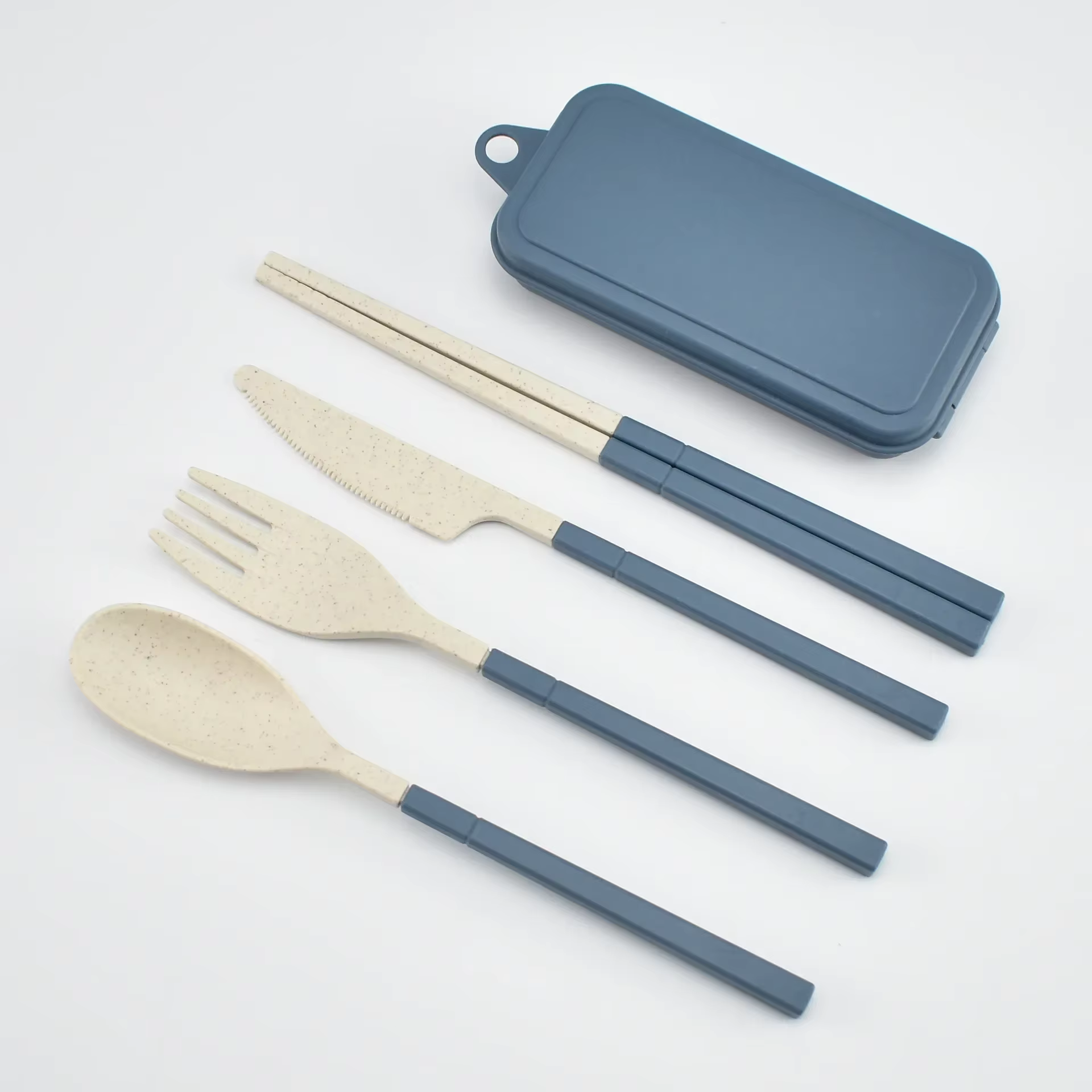 Vaisselle de pique-nique de voyage réutilisable Portable, ensemble de couverts avec boîte de transpo