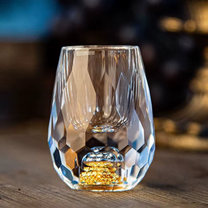 Verre à certifiée en cristal de luxe, verre à saké Shochu, double verre astronomique, feuille d'or, 