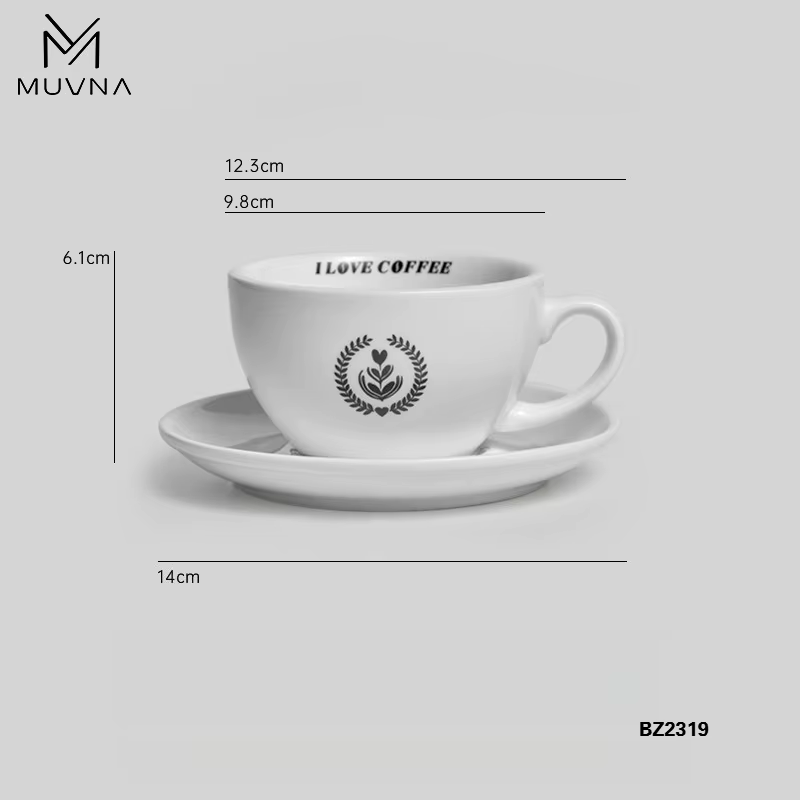 Ensemble de tasses et soucoupes à thé et expresso MUVNA 220/280 ml, mugs à café en céramique, mugs à