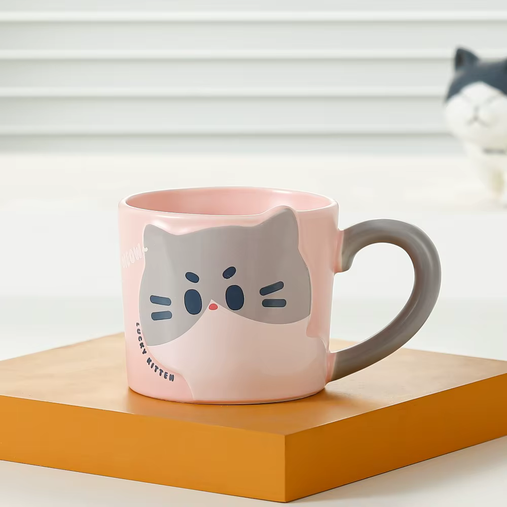 Tasse à café motif chat, design mignon, mug à café de style japonais, style créatif, en céramique, t