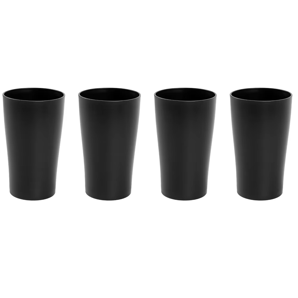 Ensemble de couverts en plastique noir, assiettes réutilisables, bol, tasses, 4 ensembles pour la cu