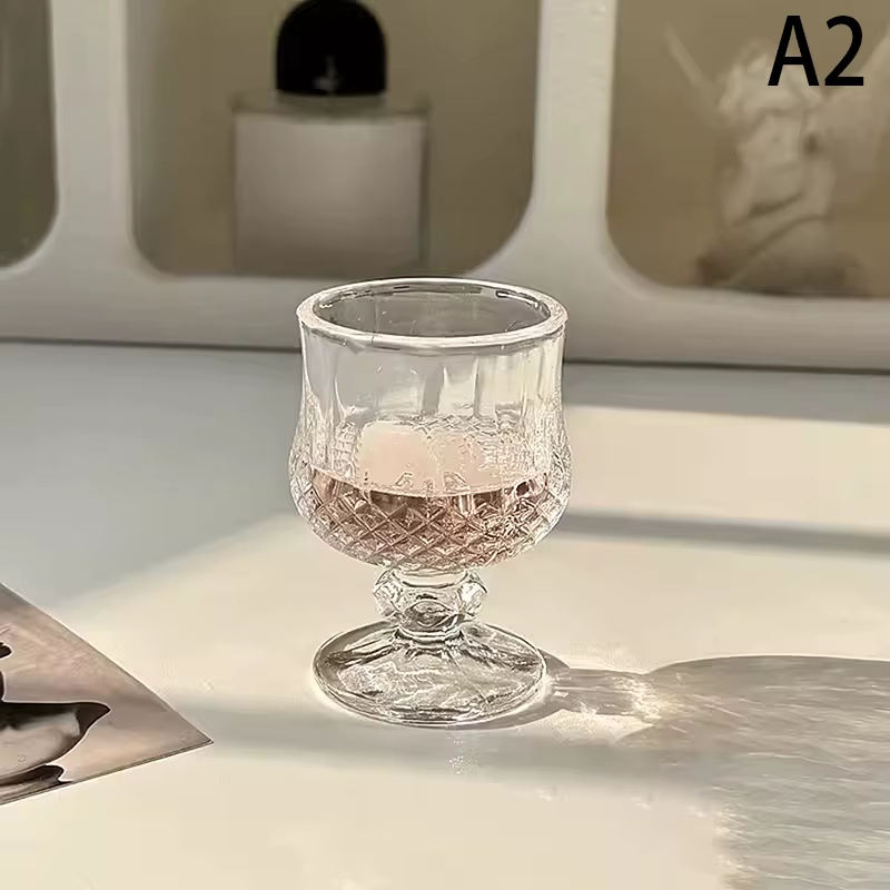 Petit gobelet en verre gaufré gravé de style coréen, verre à tige courte ou française pour Saké SoMo