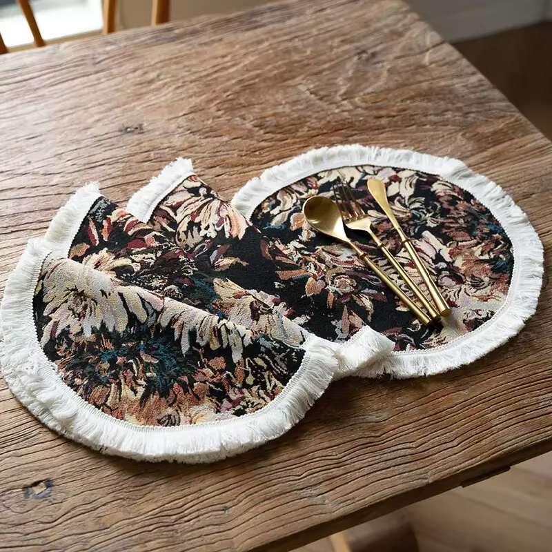 Napperons ronds en toile de jute, lot de 4 serviettes rustiques en Jute pour tables de fête à manger