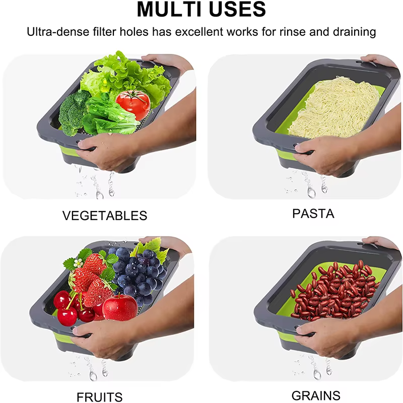 LMETJMA passoire pliable avec poignées extensibles passoire au-dessus de l'évier passoire à fruits e