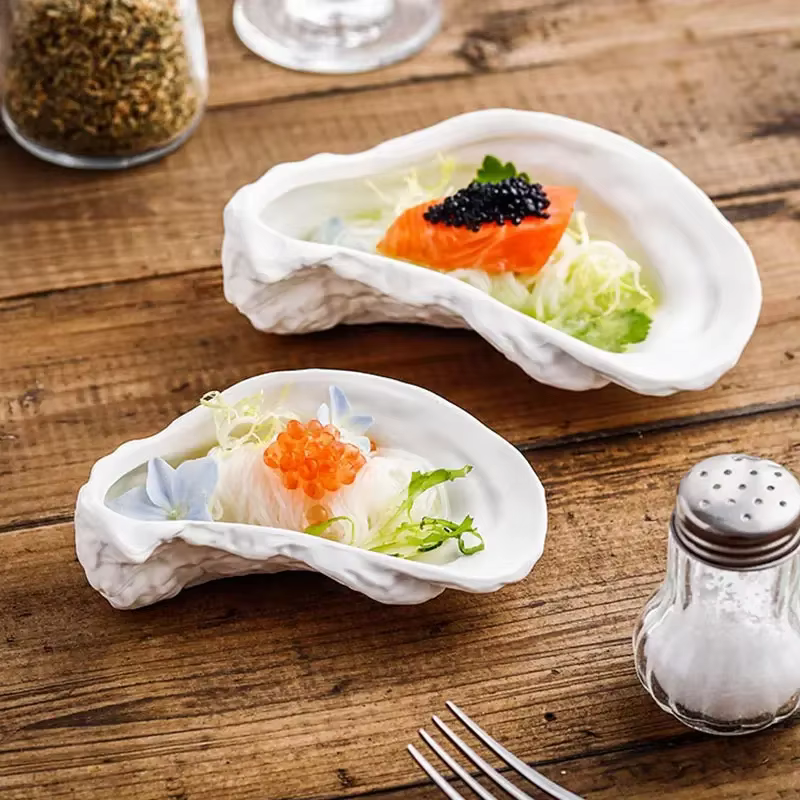Bol à vaisselle en céramique en forme d'huître irrégulière, assiette à Dessert créative, vaisselle, 