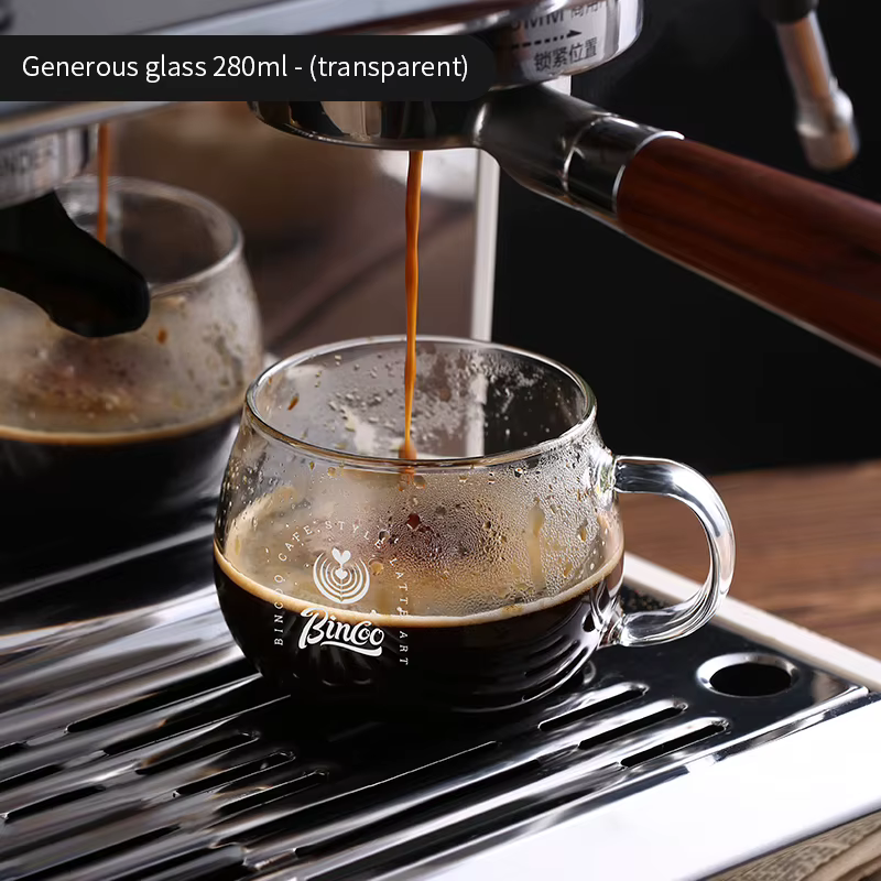 Bincoo-Tasse à café en verre borosilicate avec poignée, 280ml, mug à haute teneur en degrés de chale