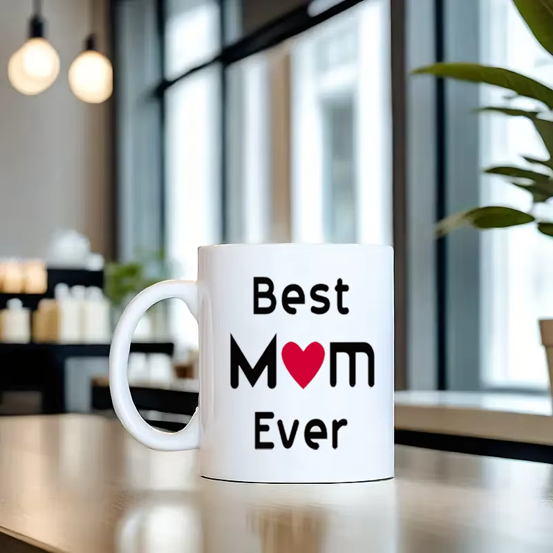 Tasse à café MAUAG Best Mom Ever – Tasse isolée de 11 oz avec motif cœur rouge, lavable au micro-ond