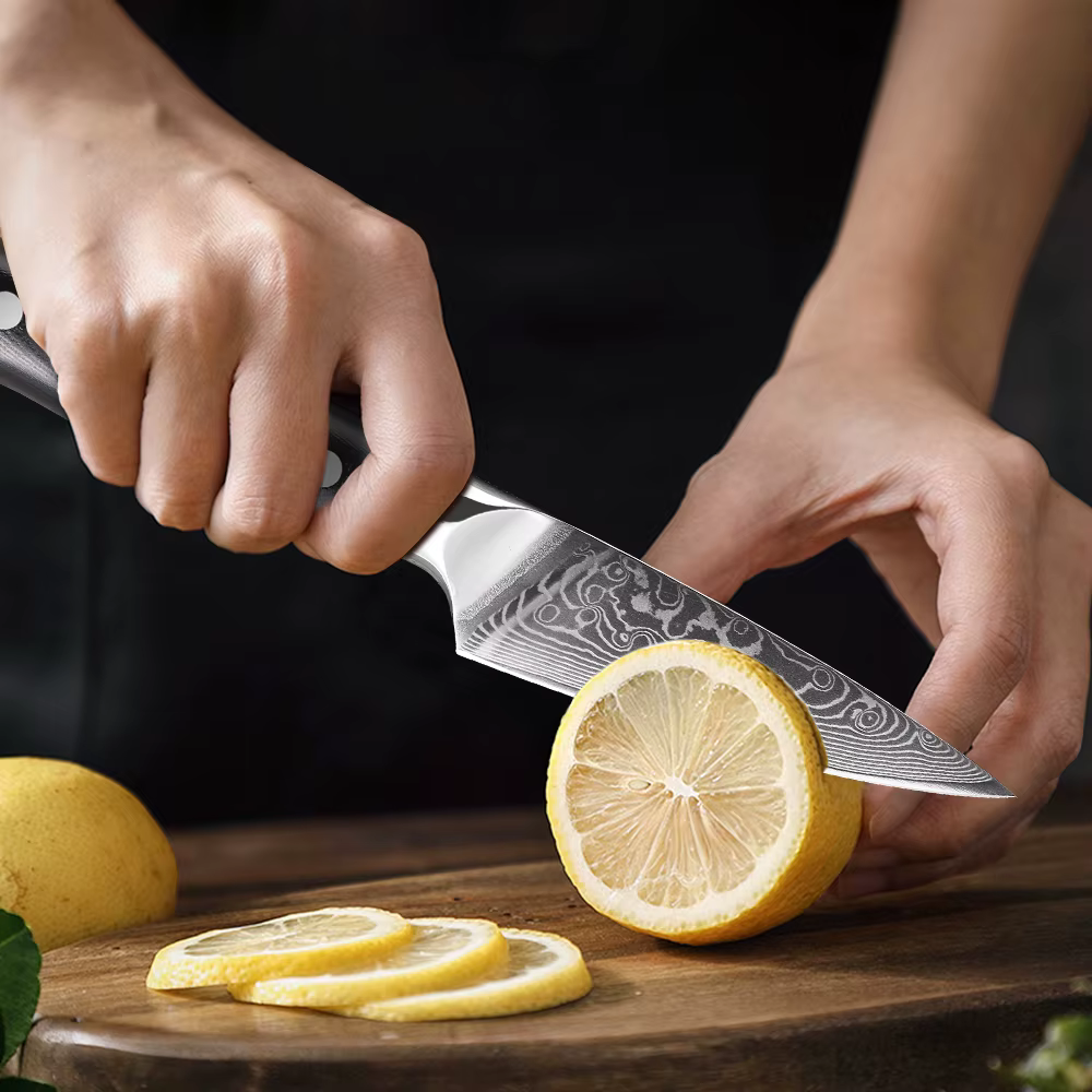 TURWHO 3.5 "couteau d'office professionnel en acier damas couteau de cuisine coupe de Chef épluchage