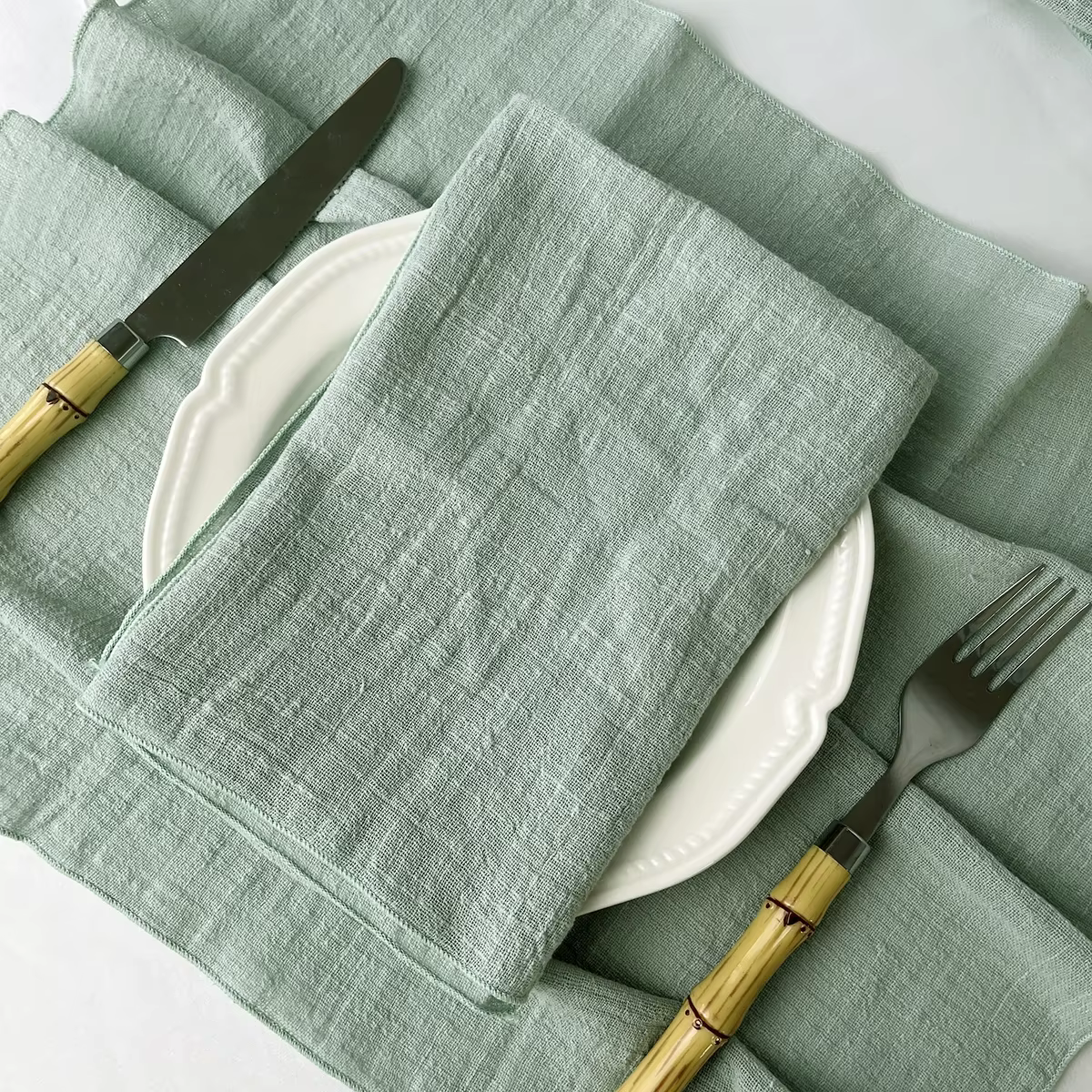 Serviettes en tissu de coton vert sauge, 100 pièces, gaze 30x30cm pour décoration de mariage, usage