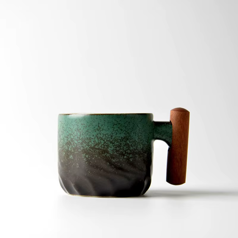 Tasse à café créative faite à la main, exquise, Vintage, avec manche en bois, tasses, verres, cuisin