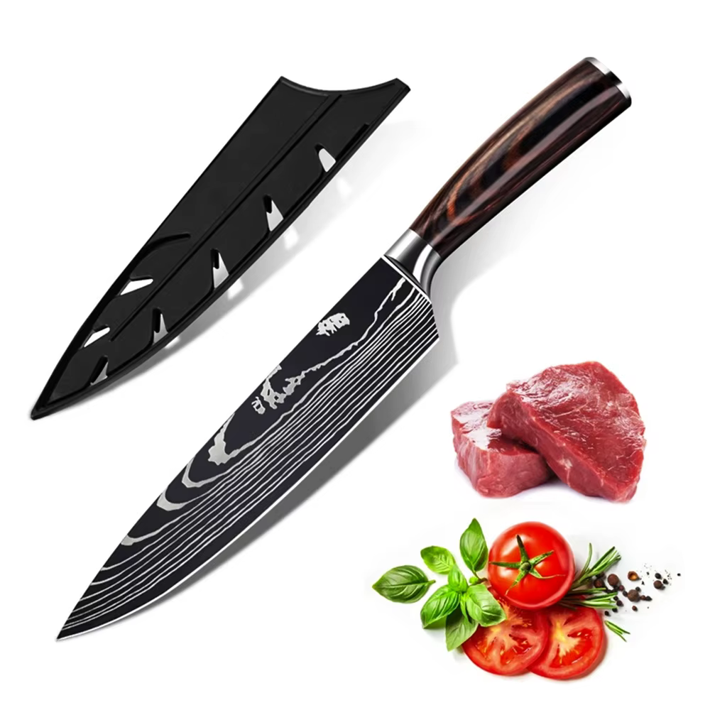 ZENG couteau de cuisine pointu manche en bois couperet à viande en acier inoxydable couteaux d'offic
