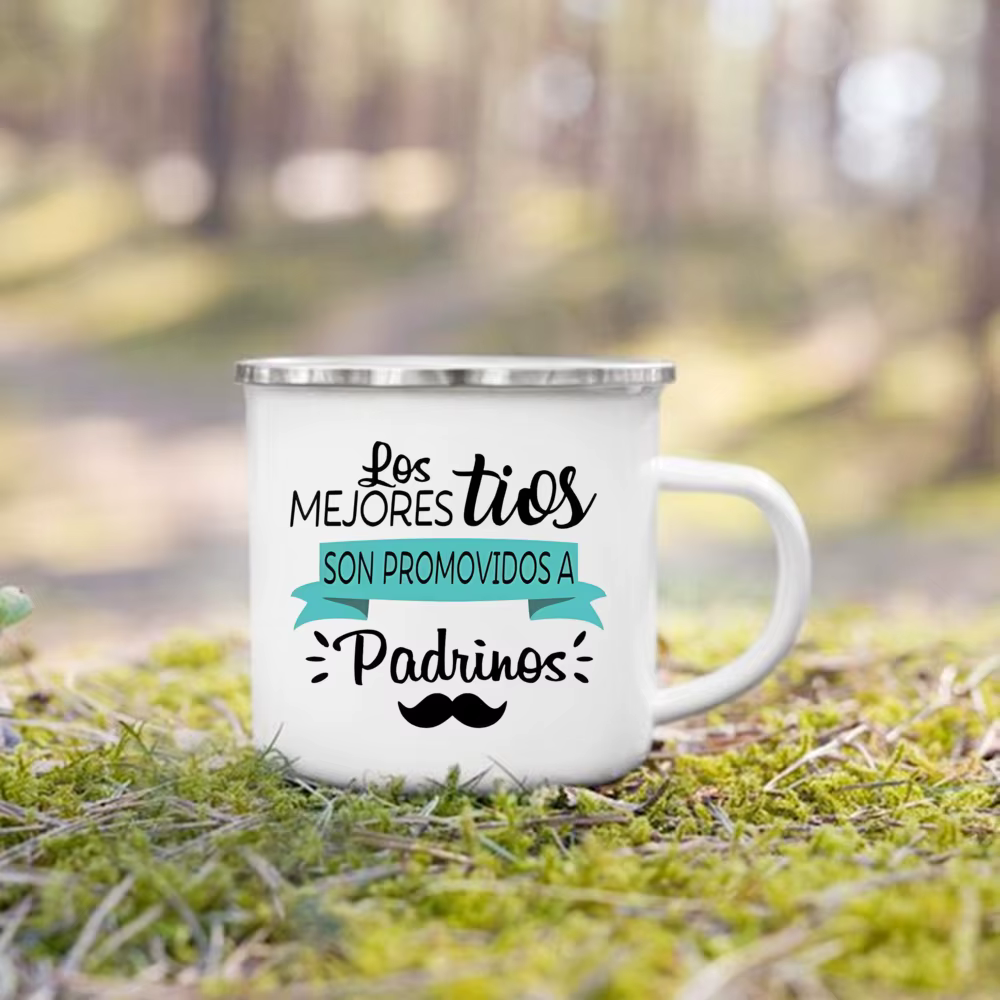 Tasse imprimée promu à la marraine/père, annonce de grossesse, tasse à café, boissons, lait, émail, 