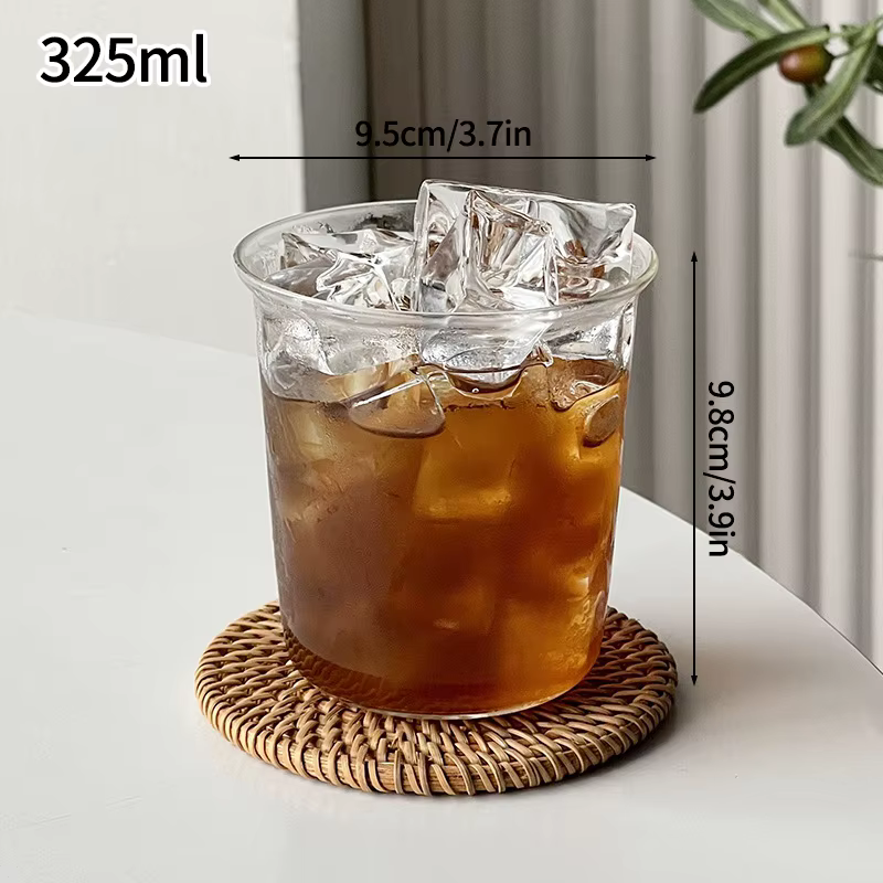 INS – tasse en verre à rayures verticales, transparente, pour boissons froides, thé au lait, jus, ca