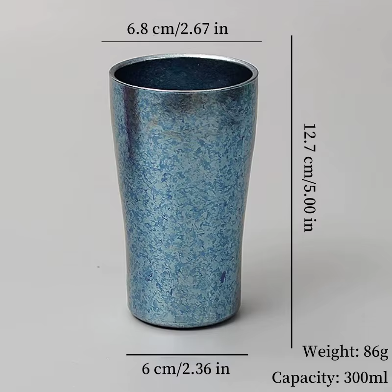 Tasse à café Vintage en titane pur, créativité Double couche Texture d'arbre tissage petit déjeuner 
