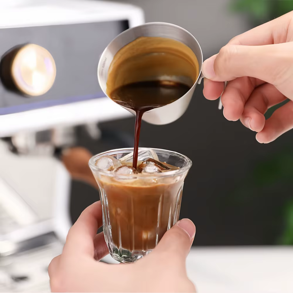Tasse d'extraction d'espresso 100ML, en acier inoxydable 304, avec échelle, épaisse, onces exquises,