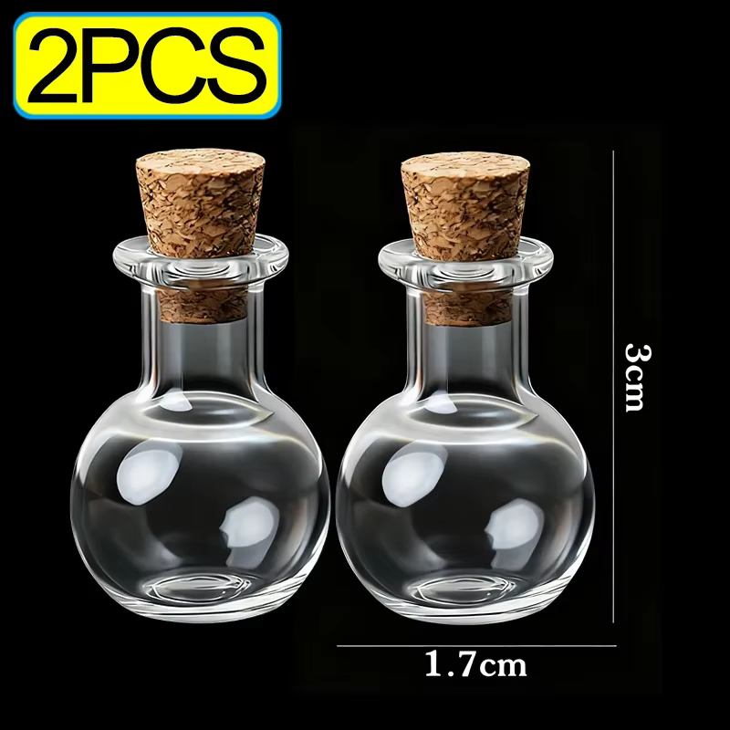 Bouteilles en verre vides, petits pots artisanaux avec Message de souhait, bouteille plate ronde ave