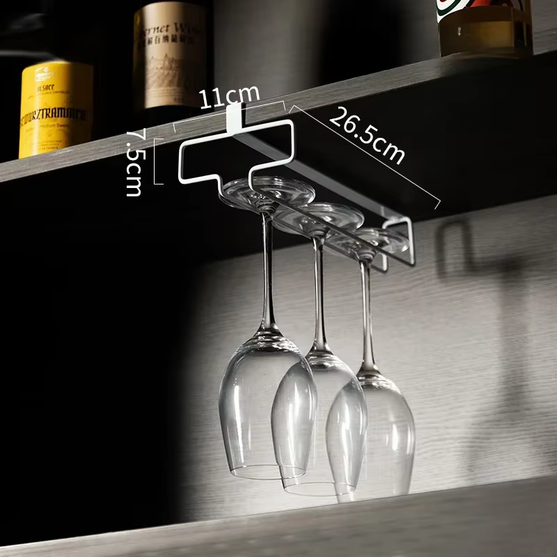Support de verre à vin suspendu sans poinçon, sous-meuble, support de rangement pour verres à Champa