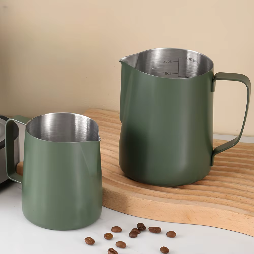 Pichet à mousse de café et de lait, 350/600ML, en acier inoxydable 304, échelle précise, haute quali