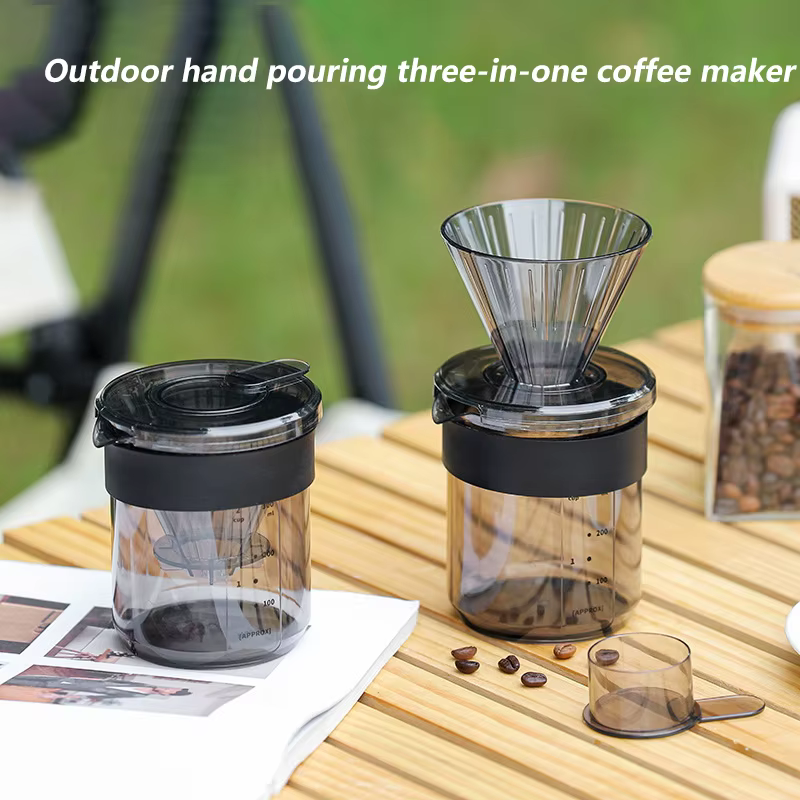 Cafetière trois en un infusée à la main avec échelle, tasse à café en matériau épais de qualité alim