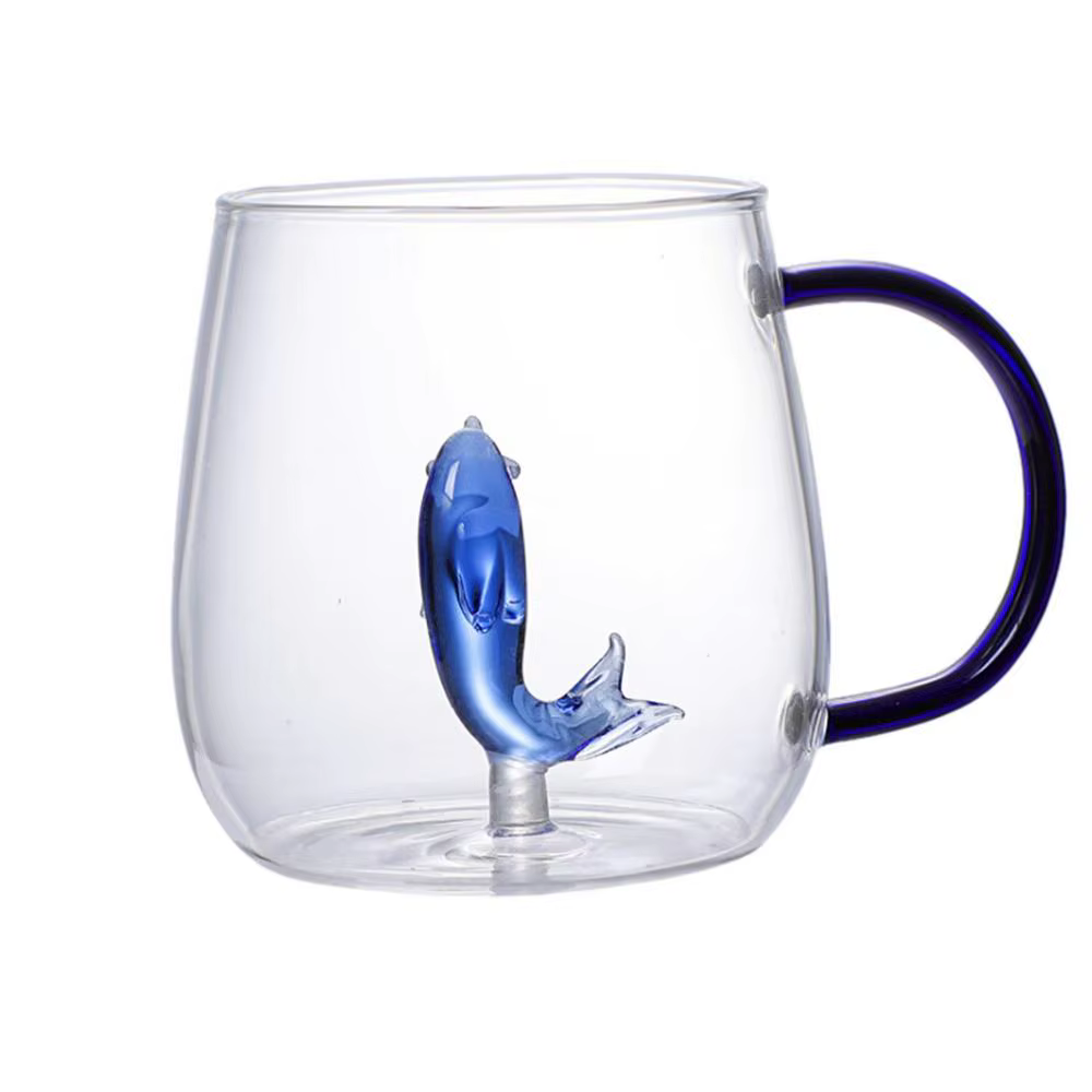 Tasse en verre 3D en forme d'animal de dessin animé, thème de Noël, animal à l'intérieur, verre à bo