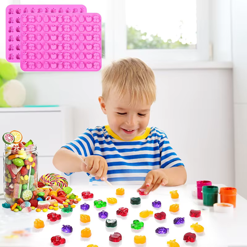 Moules à fruits en silicone sans Bpa, moules à chocolat pour bonbons gélifiés pour enfants, y compri