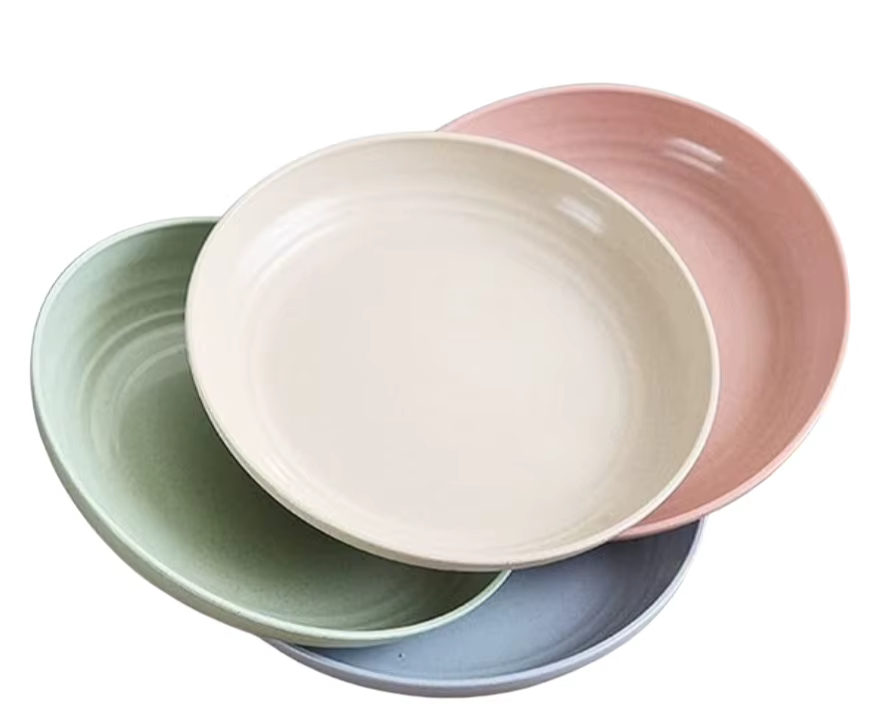 Assiettes en paille de blé, légères, incassables, réutilisables, lavables au lave-vaisselle et au mi
