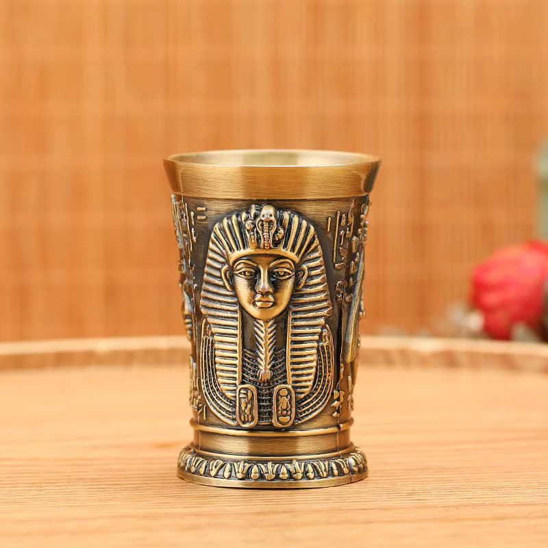 Verre à vin égyptien Vintage en métal, décoration de maison, petit Cocktail, whisky, Bar, pharaon, T