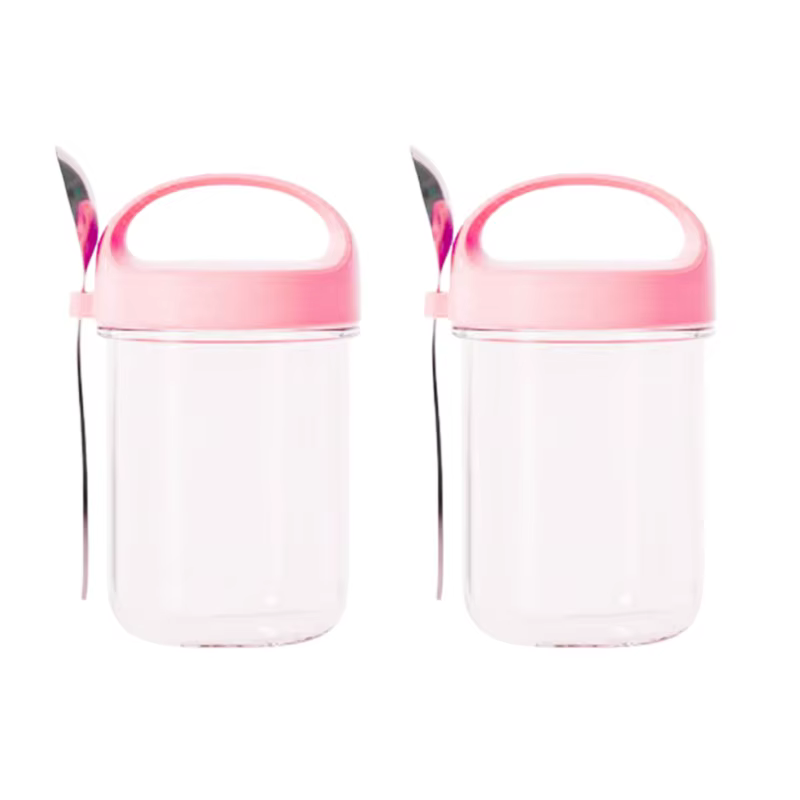 Lot de 2 pots en verre à large ouverture, hermétiques, pour yaourt, flocons d'avoine, smoothies et c