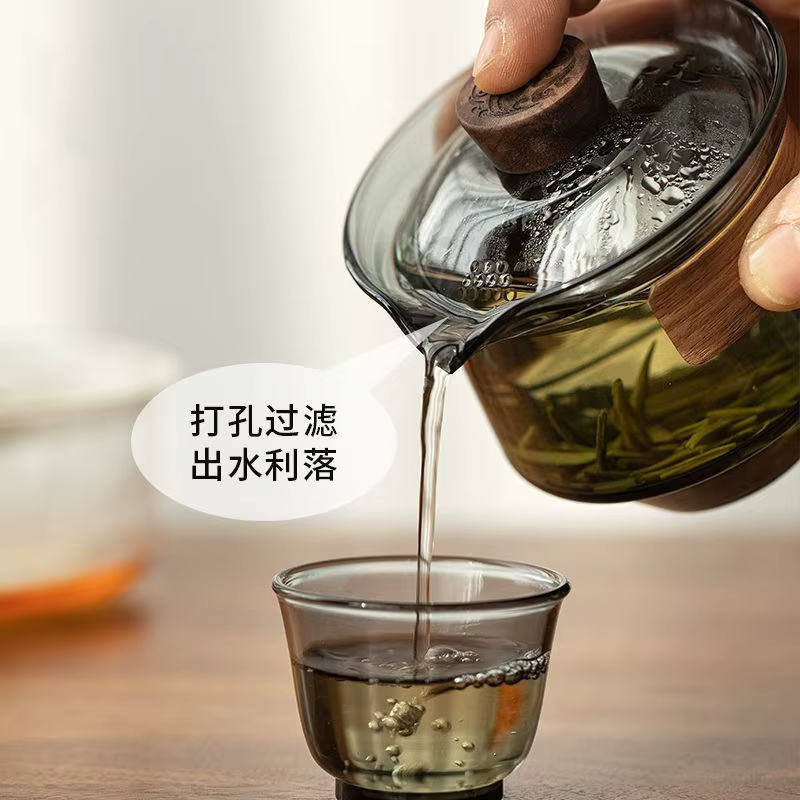 Nouveau couvercle de tasse Gaiwan en verre de silicone à haute teneur en bore, isolation thermique e