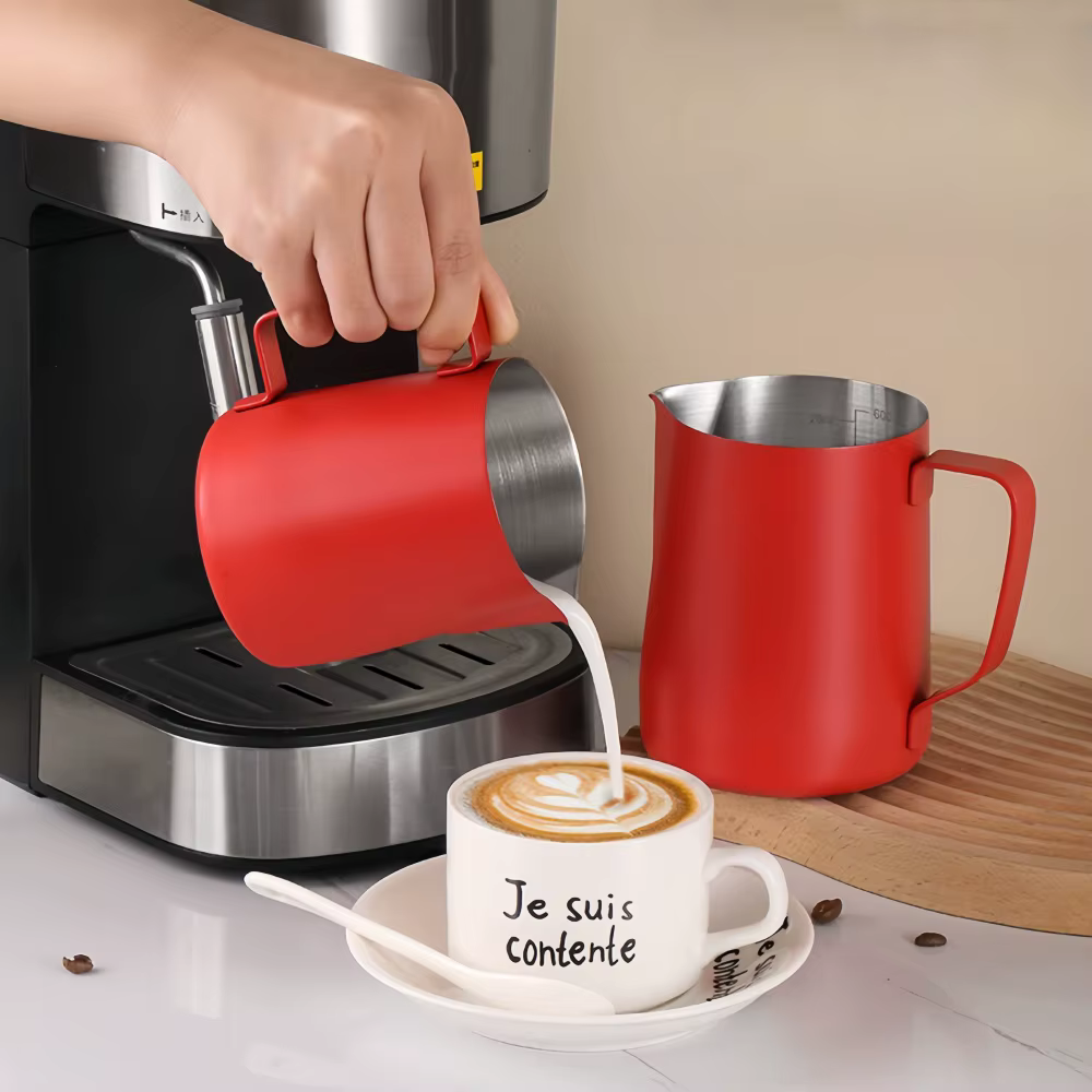 Pichet à mousse de café et de lait, 350/600ML, en acier inoxydable 304, échelle précise, haute quali