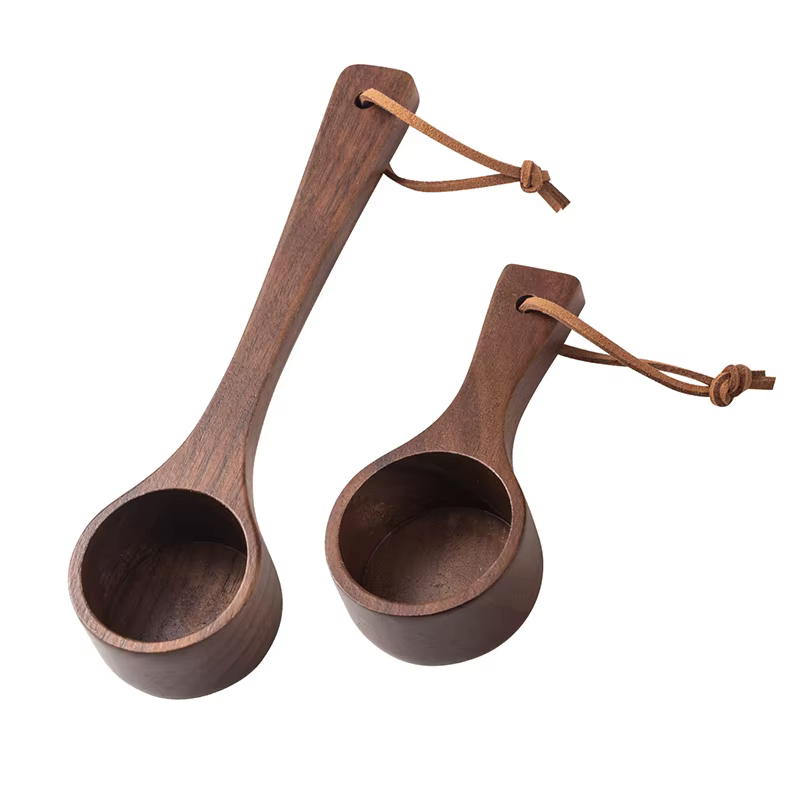 Cuillère à café en bois de noyer noir, cuillère à mesurer à long manche, cuillère à mesurer pour pou