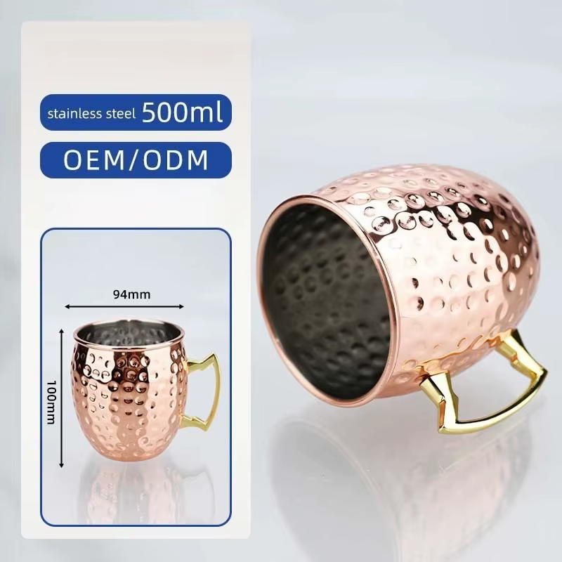 Tasse à vin pour Cocktail de 500ML, tasse mule de moscou, tasse épaisse Pure, tasse à bière plaquée 
