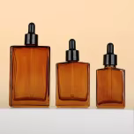 100 ml Flacon compte-gouttes d'huile essentielle rectangulaire à épaule plate ambre – Récipients c