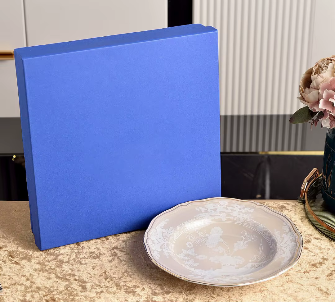 Assiette à soupe ronde en céramique de la série orientale haut de gamme, 9 pouces, assiette carrée p
