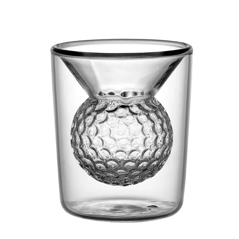 Verre à liqueur à double paroi pour whisky, verre à balle de golf, verre à boire des spiritueux, caf