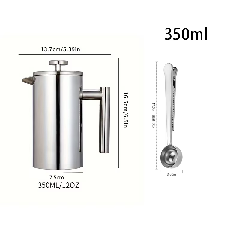 Cafetière à presse française en acier inoxydable, cafetière à pression française isolée à Double par