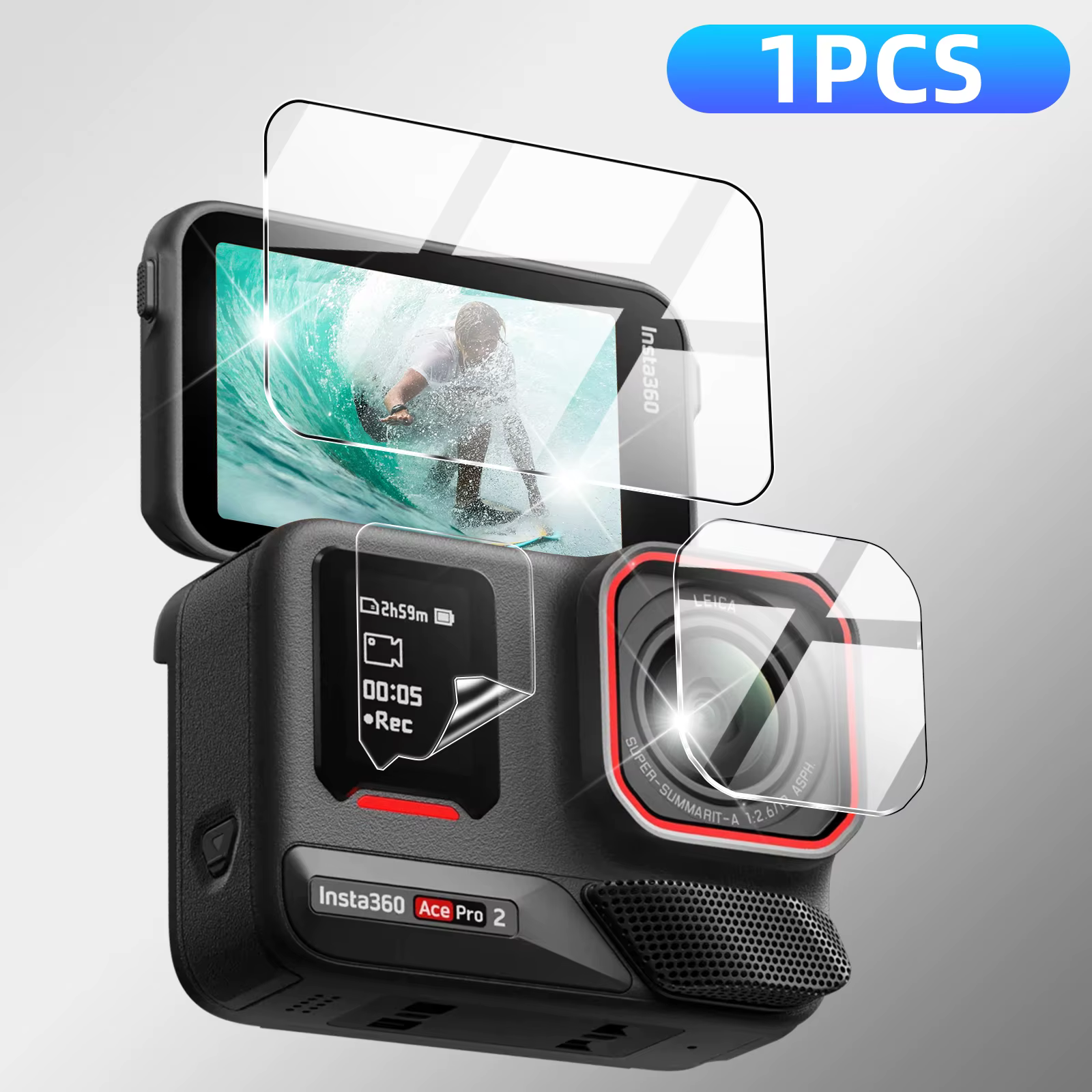 Verre trempé 3-en-1 pour Insta360 Ace Pro 2/1, protecteur d'écran et d'objectif d'appareil photo, fi