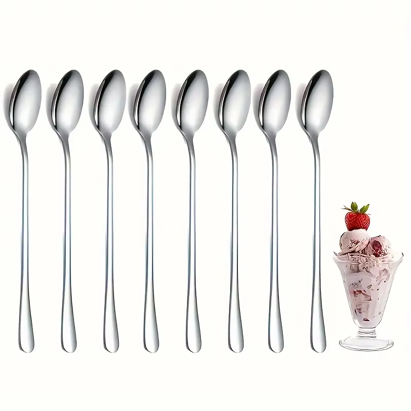 Cuillère à café à glace à Long manche en acier inoxydable, cuillère à café, cuillère à remuer la crè