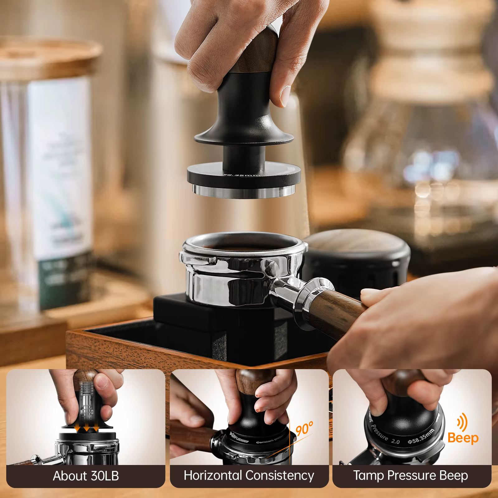 Doseur de café expresso MHW-3BOMBER avec 3 doseur d'espresso calibré à ressort 30lbs doseur manuel a