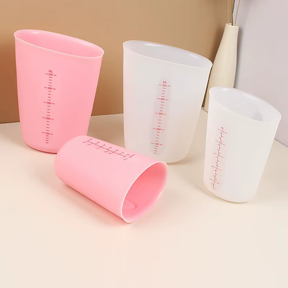 Tasse à mesurer en Silicone avec échelle, tasse à mesurer transparente, tasse à mesurer souple résis
