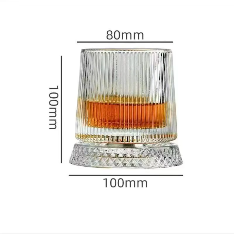 Nouveau Verre à Whisky Rotatif 2026 avec Base en Verre, Rotation à 360 Degrés, Verre à Rhum en Crist