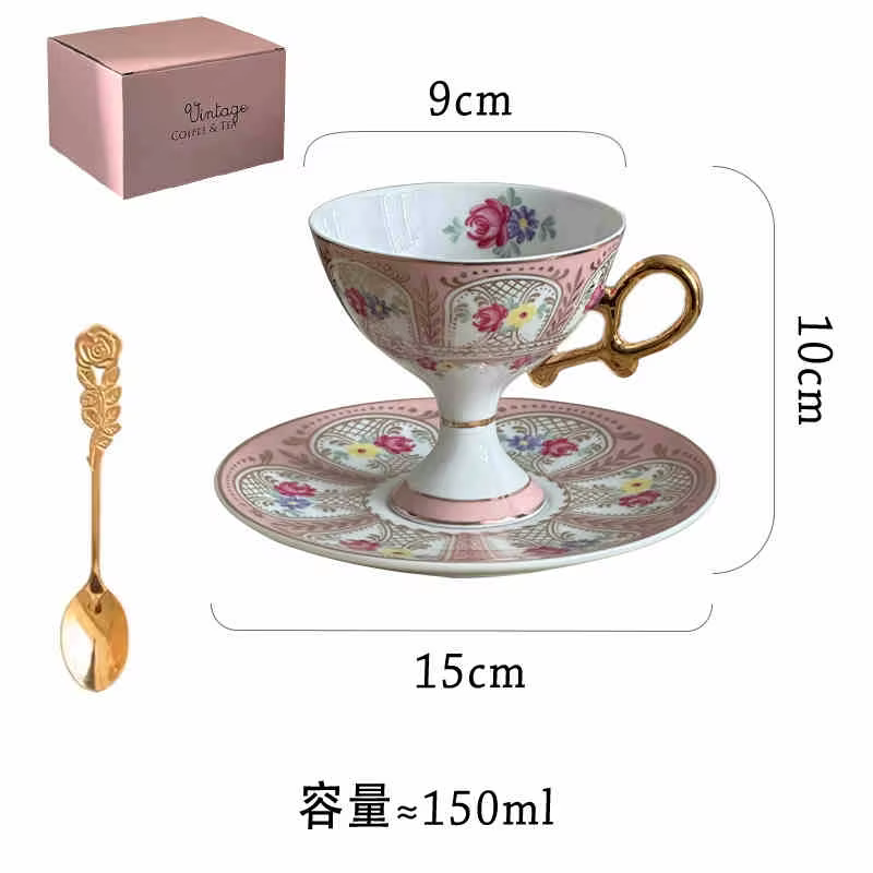 Tasse en céramique et tasse à café haut S/05 er Palace, fleur vintage, ensemble fait main, poignée d