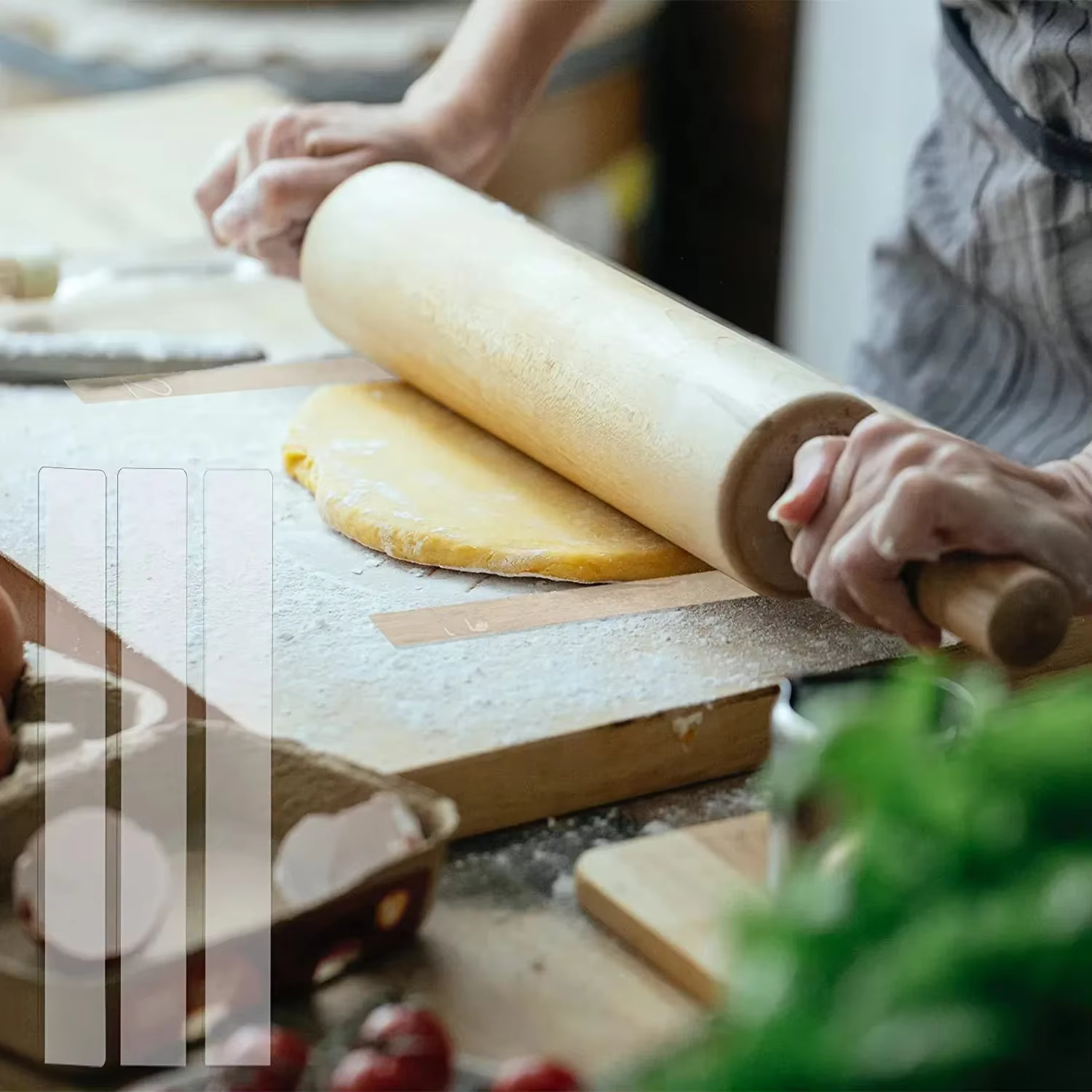 Entretoises à rouleaux en acrylique, 2 pièces, Guides d'épaisseur de pâte, bande de mesure, fournitu
