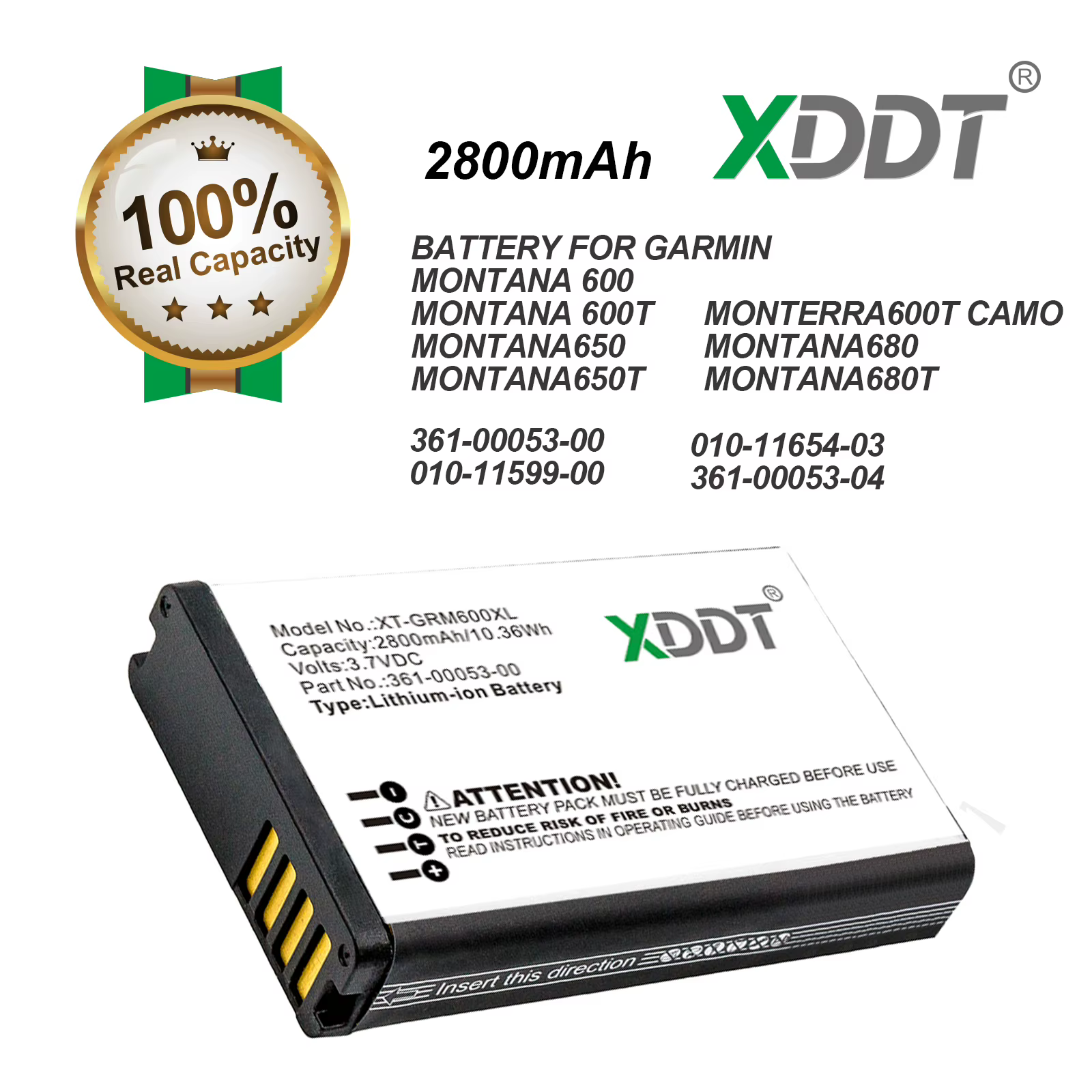 Batterie 2800mAh 361-00053-00 361-00053-04 pour Garmin Montana 600 600T 610 650 650T VIRB GPS portab