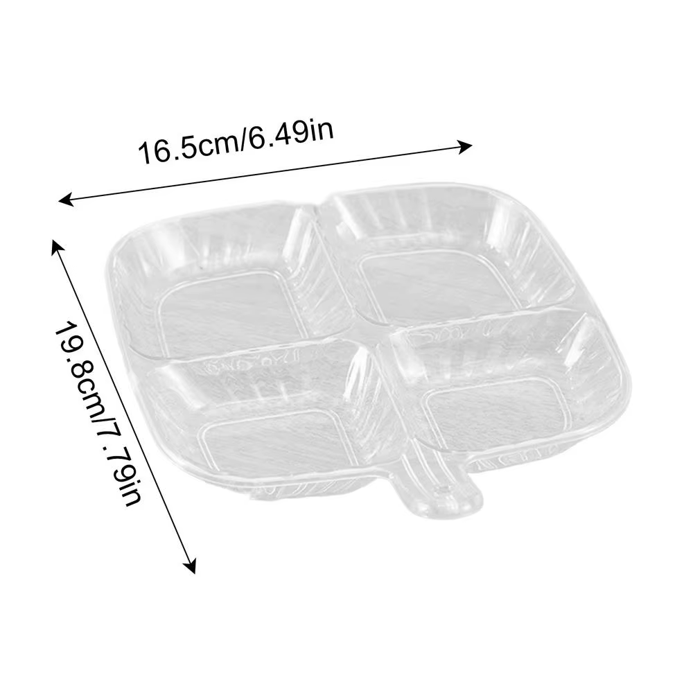 Assiettes divisées à quatre grilles, assiettes alimentaires avec séparateurs, plat à fruits carré po