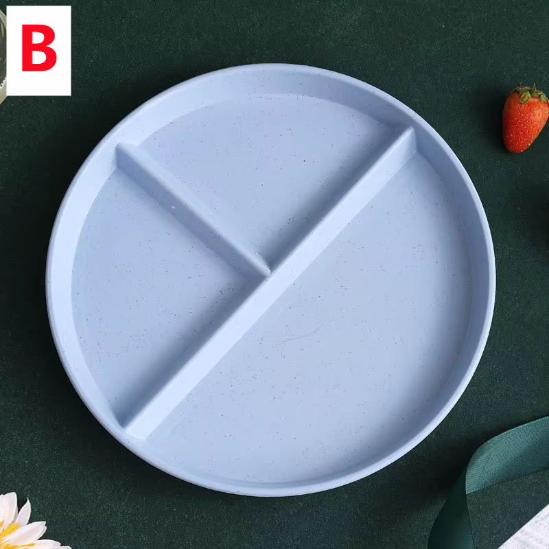 Assiette compartimentée à trois grilles en paille de blé écologique pour fruits, salades et repas – 