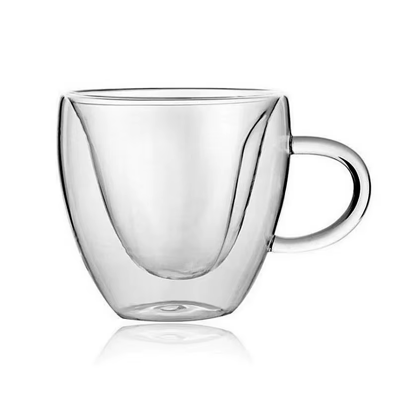 Tasse en verre en forme de cœur d'amour, tasse à café à Double paroi, thé isolé, lait, jus de citron