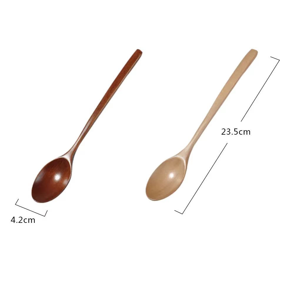 Cuillère à thé en bois, 2 pièces, ustensiles de cuisine, pour soupe, café, miel